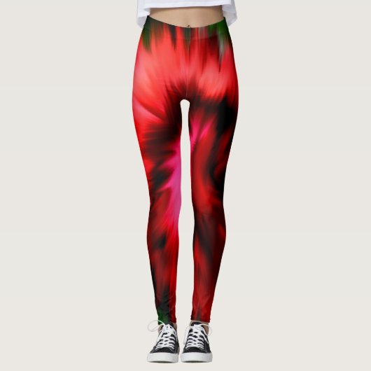 Abstracte rode en roze schaduwen leggings (Voorkant)