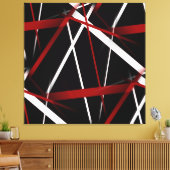 Abstracte rode en witte lijnen op zwarte achtergro canvas afdruk (Insitu (Woonkamer))