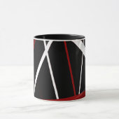 Abstracte rode en witte lijnen op zwarte achtergro mok (Midden)