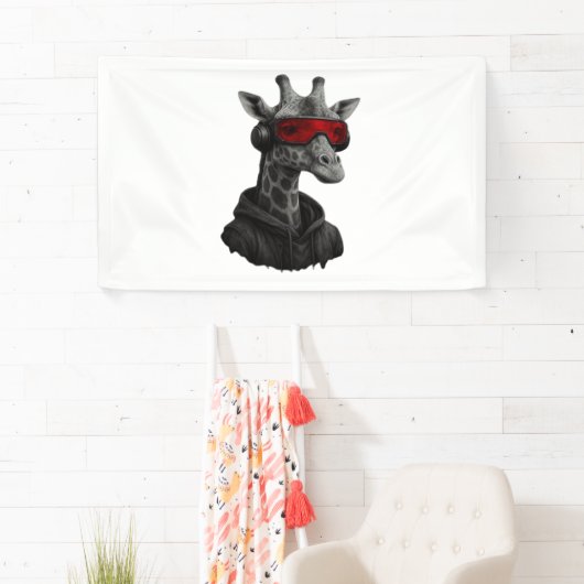 Abstracte rode en zwarte giraffe Classic T-Shirt Spandoek (Insitu)