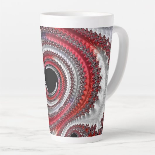 Abstracte rode en zwarte gradiënt wervelfractal latte mok (Rechterhoek)
