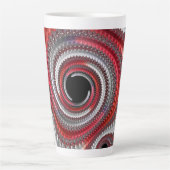 Abstracte rode en zwarte gradiënt wervelfractal latte mok (Voorkant)