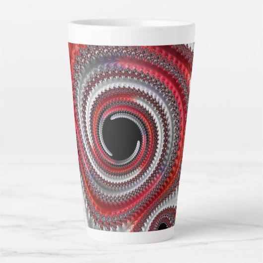 Abstracte rode en zwarte gradiënt wervelfractal latte mok (Voorkant)