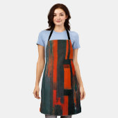 Abstracte rode en zwarte kunst schort (Gedragen)