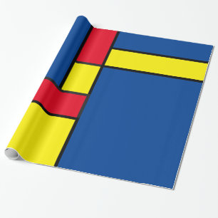 Abstracte rode, gele en blauwe blokken geometrisch cadeaupapier