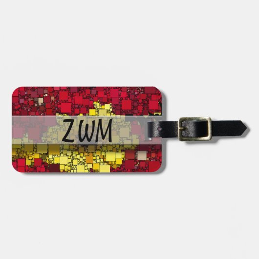 Abstracte rode, gele en goudmakerij bagagelabel (Voorkant horizontaal)