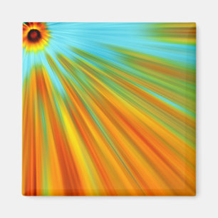 Abstracte rode gele oranje groene strepen op blauw magneet