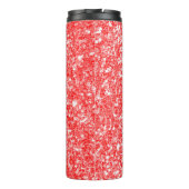 Abstracte rode glitter en witte Sparks Thermosbeker (Achterkant)
