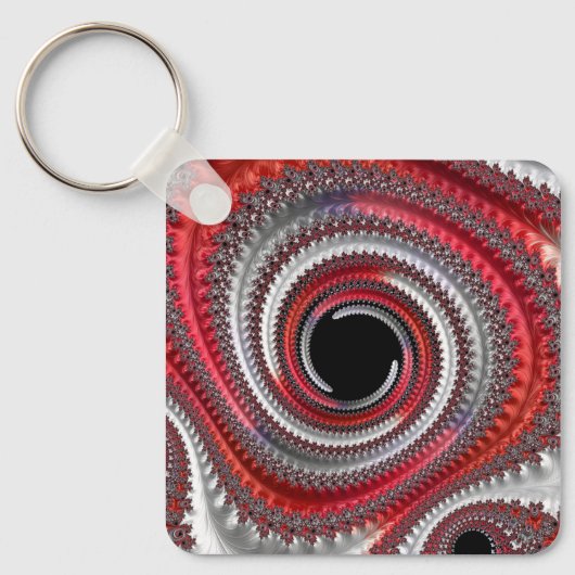 Abstracte rode gradiënt wervelfractal sleutelhanger (Voorkant)