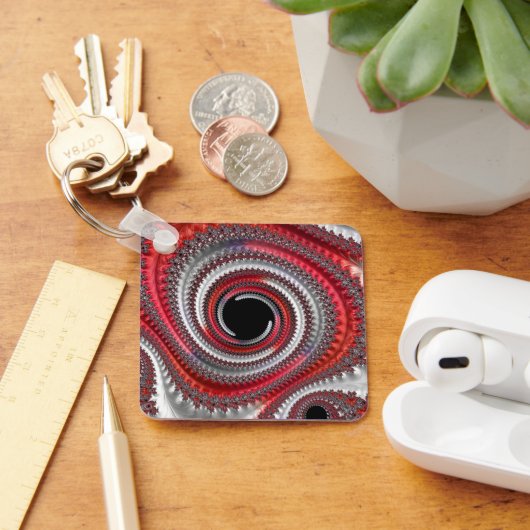 Abstracte rode gradiënt wervelfractal sleutelhanger (Bureau)