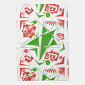 Abstracte rode & groene keukenhanddoek (Verticaal)