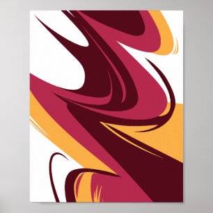 Abstracte rode, kastanjebruine en gele dynamische  poster