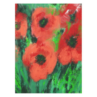 Abstracte Rode Klaprozen Bloemschildering Tafelkleed