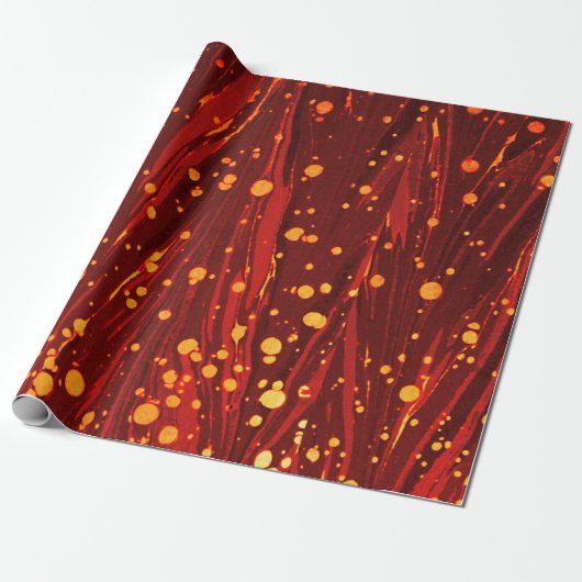 ABSTRACTE RODE MARBLED PAPIER MET GOUDE SPLASHEDEN (Uitgerold)