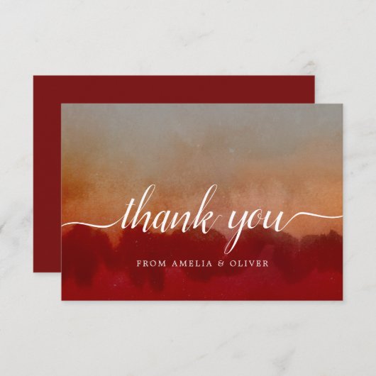 Abstracte rode minimalist bedankpas kaart (Voorkant / Achterkant)