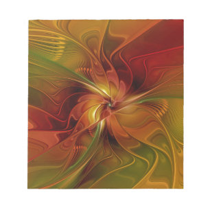 Abstracte rode oranje bruine groene fractale kunst notitieblok