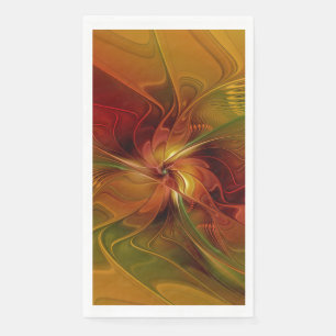 Abstracte rode oranje bruine groene fractale kunst servet