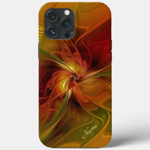 Abstracte rode Oranje groene fractale naam iPhone 13 Pro Max Hoesje