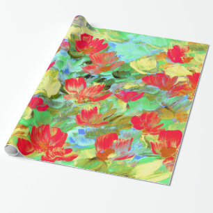 Abstracte rode papaver cadeaupapier