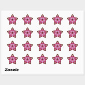 ABSTRACTE RODE PINKSTAR MET FUCHSIA AMETHYST GEM STER STICKER (Vel)