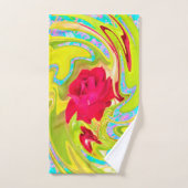 Abstracte rode roze op Geel en Aqua Swirl Bad Handdoek (Handdoek)