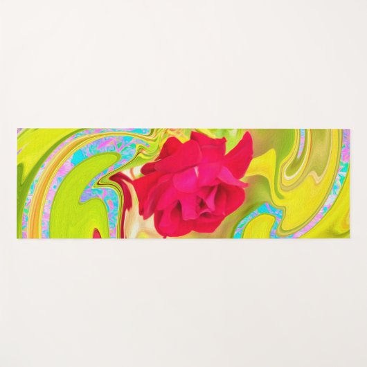 Abstracte rode roze op Geel en Aqua Swirl Yogamat (Voorkant (horizontaal))