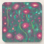 Abstracte rode rozen bier onderzetter (Voorkant)