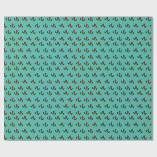 Abstracte Rode Rozen & Bladeren Bloemen, Fontein B Cadeaupapier (Vlak)