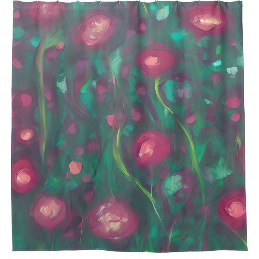 Abstracte rode rozen douchegordijn (Voorkant)