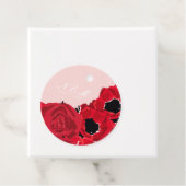 Abstracte rode rozen en papaver bruiloft bedankjes labels (In situ)