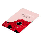 Abstracte rode rozen en papavers magneet (Linkerzijde)