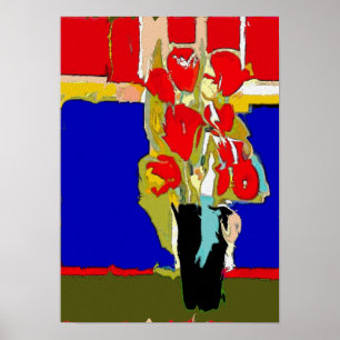 Abstracte rode rozen poster