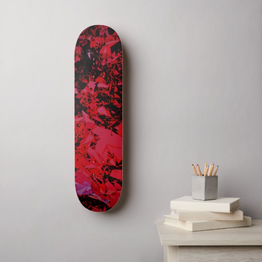 Abstracte Rode Shatter Skateboard (Muurkunst)