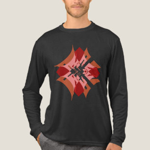 Abstracte Rode Tan Roze Diamant Bloemen Pop Art Lo Tri-Blend Shirt
