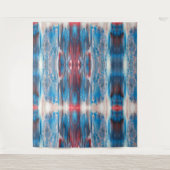 Abstracte rode witte en blauwe blends wandtapijt wandkleed (Voorkant)