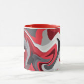 Abstracte rode, witte en grijze kleurstroom mok (Midden)