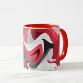 Abstracte rode, witte en grijze kleurstroom mok (Voorkant rechts)