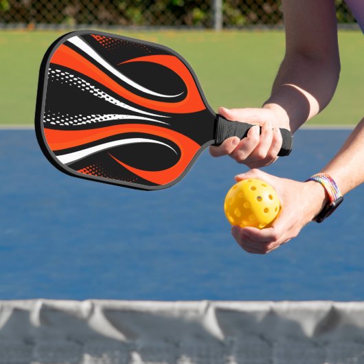 Abstracte rode, witte en zwarte curve pickleball paddle (Insitu)
