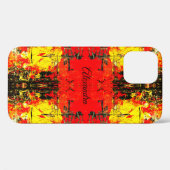 Abstracte rode zwarte gele glitternaam, aangepast Case-Mate iPhone case (Achterkant (horizontaal))
