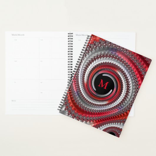 Abstracte rode zwarte gradiënt wervelfractal planner (Display)