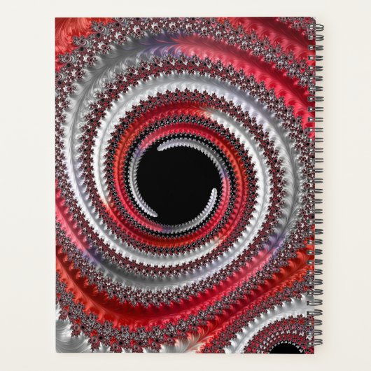 Abstracte rode zwarte gradiënt wervelfractal planner (Achterkant)