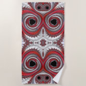 Abstracte rode zwarte gradiënt wervelfractal strandlaken (Voorkant)