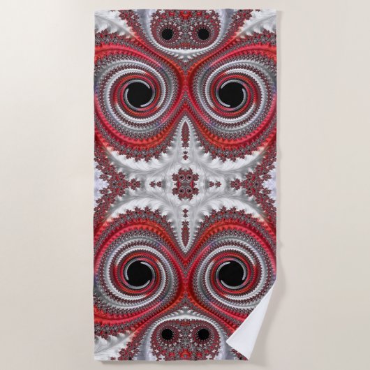 Abstracte rode zwarte gradiënt wervelfractal strandlaken (Voorkant)