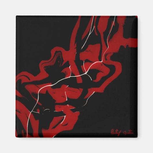 Abstracte rode zwarte witte verf magneet (Voorkant)
