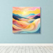 Abstracte Rolling Hills bij zonsondergang Canvas Afdruk (Insitu (Houten vloer))