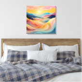 Abstracte Rolling Hills bij zonsondergang Canvas Afdruk (Insitu (Slaapkamer))