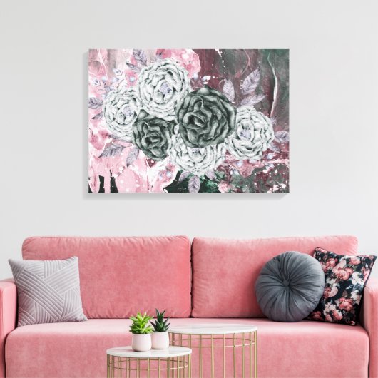 Abstracte Romantische  Bloemenwandkunst Canvas Afdruk (Insitu (Woonkamer))