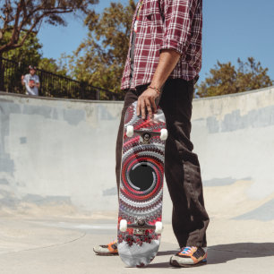 Abstracte Rood Zwarte Gradiënt Spiraal Fractal Skateboard