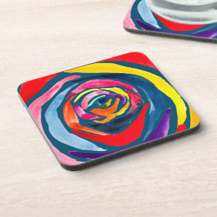 Abstracte roos waterverf pop bier onderzetter