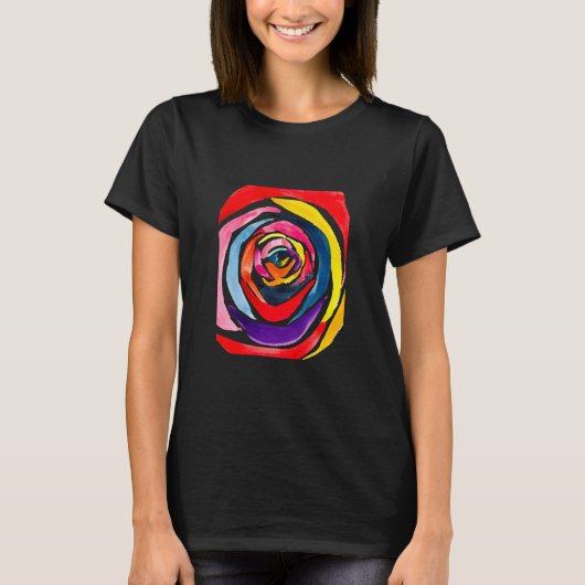 Abstracte roos waterverf pop t-shirt (Voorkant)